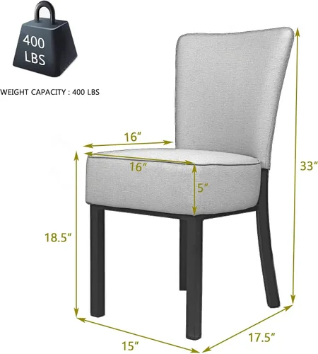 Miniatura 3 de LUCKYERMORE Juego de 2 sillas de comedor tapizadas, sillas de comedor de cocina sin brazos, silla Parsons con respaldo alto de piel sintética