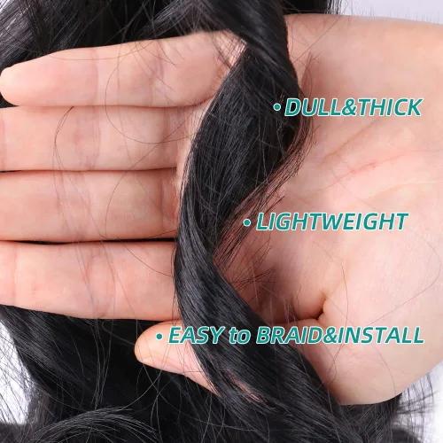 Miniatura 4 de Cabello rizado francés trenzado para trenzas de caja, 8 paquetes de 12 pulgadas, 3.00 oz/paquete, cabello trenzado de onda suelta, extensiones