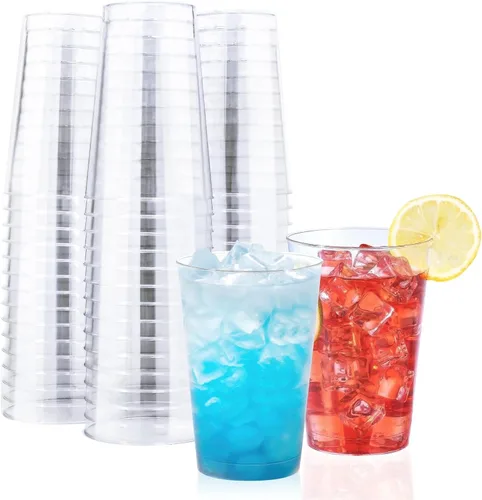 Miniatura 9 de BYSNOW Paquete de 50 vasos de plástico transparente de 9 onzas, vasos desechables de plástico duro para fiestas, copas de vino, vasos desechables