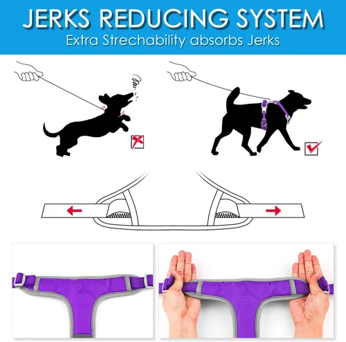 Miniatura 8 de ThinkPet Arnés deportivo transpirable, antitirones para perro, con asa, arnés reflectante y ajustable para perros medianos o grandes, clip trasero