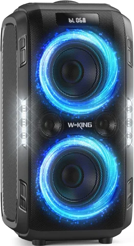 W-KING 270W PEAK Altavoz de Fiesta Grande Bluetooth Más Fuerte/12 Graves Personalizados/Subwoofer Masivo de 125dB 6.5''x2 con Graves Profundos, Gran