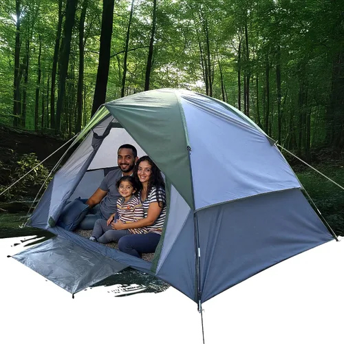 Miniatura 7 de XL Tienda de campaña con cúpula para 4 a 6 personas, doble capa impermeable, desmontable para senderismo al aire libre, pesca