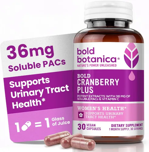 Bold Cranberry Plus Extract – 100% soluble 36 mg PAC – Suplemento de arándano para mujeres y hombres con soporte del tracto urinario, vitamina C sin