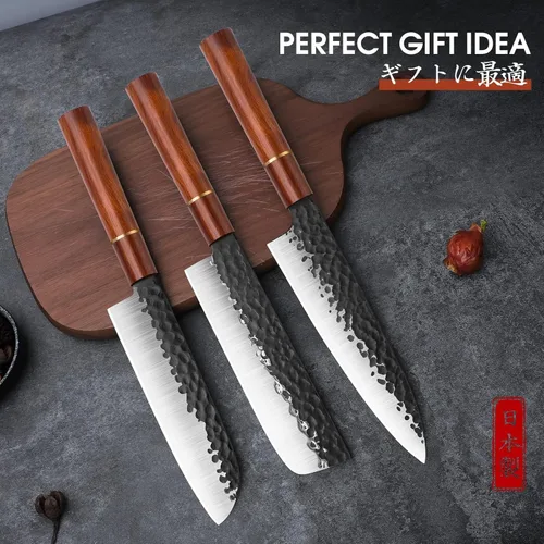 Miniatura 7 de Huusk Cuchillo japonés, cuchillo de cocina Santoku de 7 pulgadas, cuchillos de chef japoneses profesionales forjados a mano, cuchillos afilados