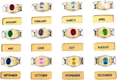 Miniatura 2 de Anillo unisex 10K oro piedra sintética de nacimiento corte diamante , oro amarillo, 10