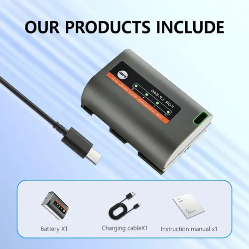 Miniatura 8 de Paquete de 1 batería de repuesto de 2600 mAh para LP-E6NH LP-E6N LP-E6 con puerto de carga directa tipo C compatible con cámara Canon EOS R R5 R6 R7