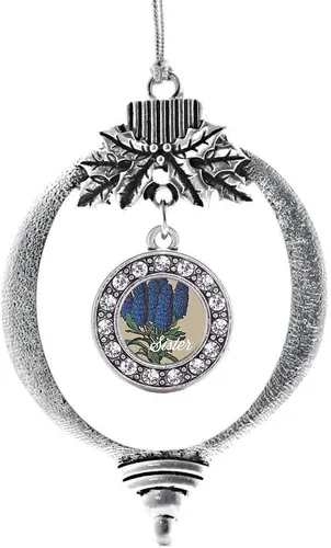 Miniatura 115 de Inspired Silver - Bonita bandera estadounidense - Adorno de Navidad plateado - Adorno de árbol de Navidad con dije circular con circonita cúbica