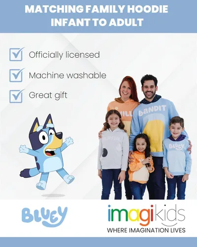 Miniatura 4 de Bluey Bingo Dad Mom Fleece Matching Family Cosplay Pullover Hoodie Infant to Little Kid