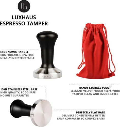 Miniatura 4 de LuxHaus Apisonador de espresso de 49 mm - Apisonador de café de barista premium con base plana 100% de acero inoxidable