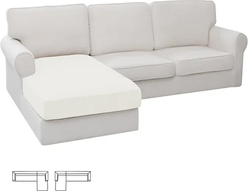 Miniatura 101 de Easy-Going - 4 Fundas de cojín elásticas para sofá seccional, izquierda/derecha, en forma de L, funda de asiento antideslizante, suave, flexible