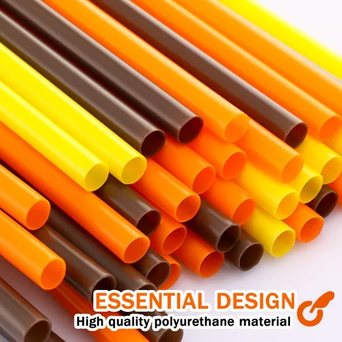 Miniatura 3 de Umigy 150 popotes de plástico desechables para Acción de Gracias, color naranja, amarillo y marrón, envueltos para suministros de fiesta de otoño