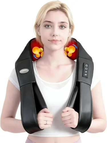 cotsoco Masajeador de Cuello, Masajeador Shiatsu de Hombro con Calor, Masajeador Portátil 3D Ergonómico de Tejido Profundo para Hombro y Espalda Azul