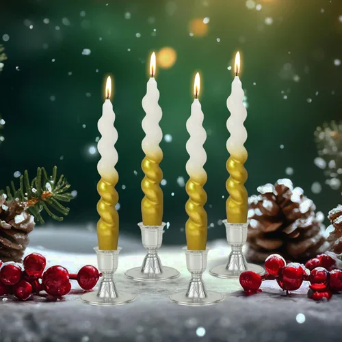 Miniatura 26 de Velas en espiral de Navidad, velas cónicas doradas, 10 pulgadas, sin perfume, para regalo de invierno, vacaciones, Navidad, decoración del hogar