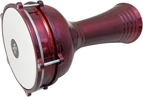 Miniatura 8 de Darbuka de aluminio de 16 '' de longitud, tambor Doumbek turco sintonizable de cabeza sintética de 8 pulgadas (grabado oscuro-azul)