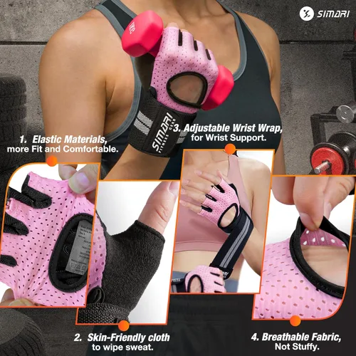 Miniatura 3 de SIMARI Guantes de entrenamiento transpirables para hombres y mujeres, guantes acolchados para levantamiento de pesas con soporte para muñecas