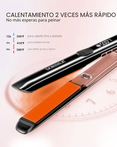 Miniatura 4 de DORISILK Plancha de pelo profesional de alta temperatura de 500 grados, plancha plana de cerámica de calentamiento rápido de 30 segundos, alisador
