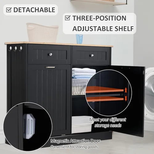 Miniatura 4 de Spurgehom Gabinete de basura inclinable de 13 galones, cubos de basura de cocina, armario de basura moderno con estante ajustable y cajones ocultos