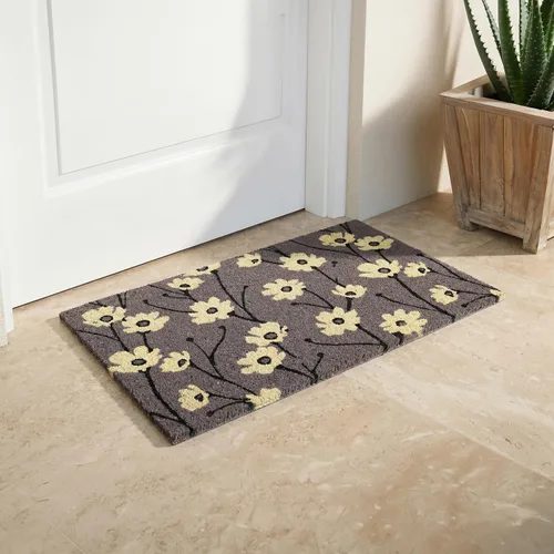 Miniatura 34 de Fab Habitat Felpudo extra grueso, tejido a mano, duradero, fibra de coco natural, entrada, puerta delantera, porche, patio, pájaros en rama, gris