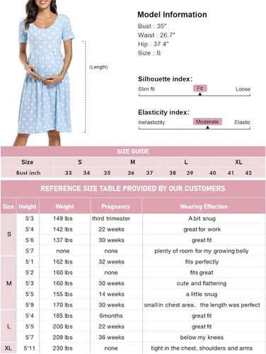Miniatura 6 de BBHoping Vestido de maternidad casual a rayas para mujer, manga corta y 34, longitud hasta la rodilla, ropa de embarazo para baby shower
