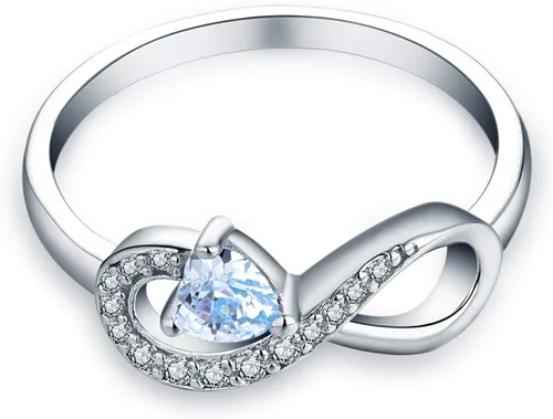 Miniatura 46 de Anillo Jo Wisdomo de compromiso. de plata esterlina, con corazón e infinito, anillo de amistad, para ella