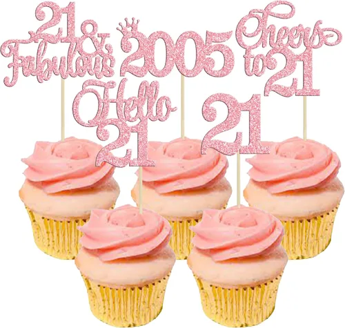Miniatura 18 de Gyufise Paquete de 24 adornos negros para cupcakes de 10.º cumpleaños con purpurina negra 10 Ten Hello 10 Dights dobles desde 2015 para decoraciones