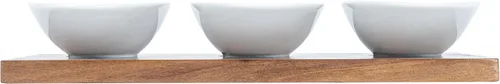Miniatura 14 de Restaurantware -Juego de cuencos de 9 onzas con bandeja - 1 juego de servir lavable en platos, incluye 3 cuencos de porcelana y 1 bandeja de bambú