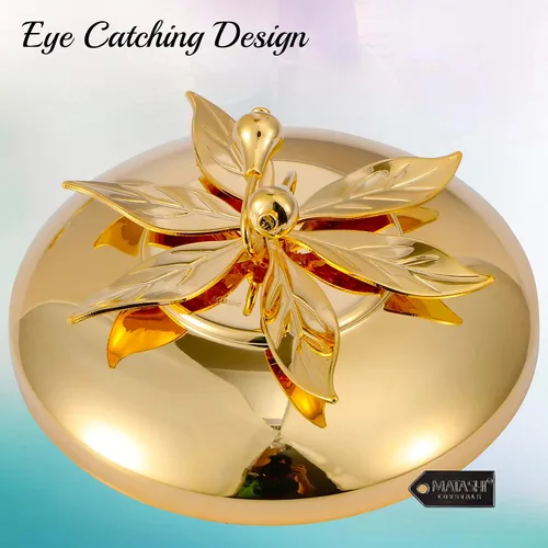 Miniatura 4 de Matashi Azucarero chapado en oro de 24 quilates, plato de miel, cuenco de cristal de caramelo, diseño de flores y vid con cuchara, día de la madre