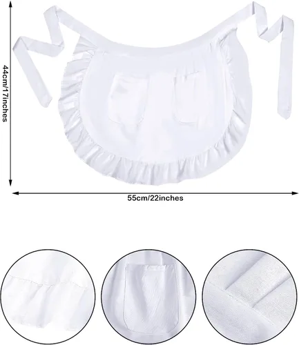 Miniatura 2 de SATINIOR Disfraz de peregrina de Halloween para mujer, delantal retro de cintura blanca con bolsillos para recuerdos de fiesta de Navidad