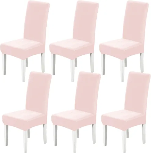 Miniatura 7 de Juego de 2 fundas de terciopelo suave para sillas de comedor, fundas elásticas de terciopelo para sillas, color negro