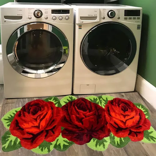 Miniatura 32 de UKELER Alfombras de baño con rosas rojas para baño, antideslizantes, absorbentes, alfombras de cocina, peludas, suaves, para dormitorio de niñas