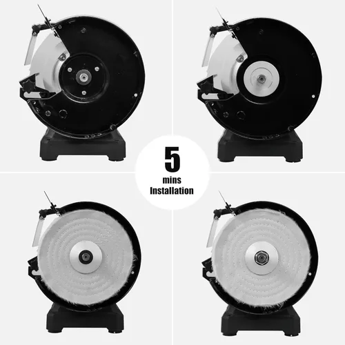 Miniatura 6 de BUCKTOOL Amoladora de banco de doble velocidad de 8 pulgadas y pulidor, amoladora de banco profesional de alta y baja velocidad con base de hierro