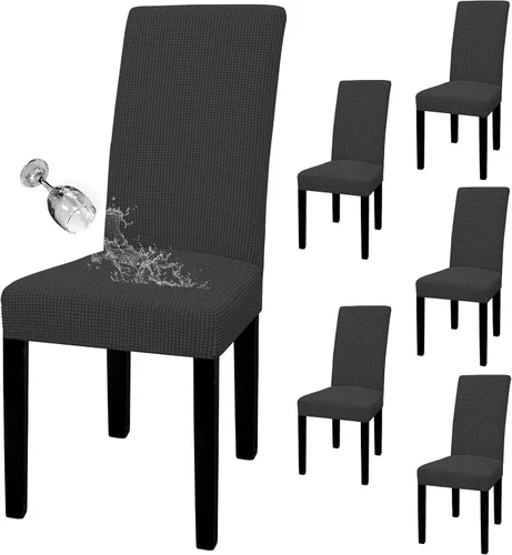 Miniatura 50 de Easy-Going - Juego de 2 fundas para sillas de comedor 100% impermeables, de tela Jacquard elástica, fundas protectoras removibles y lavables