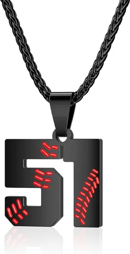 Miniatura 46 de Collar con número de béisbol para niños 00-99, collar con número de camiseta de béisbol de acero inoxidable, colgante personalizado, regalo