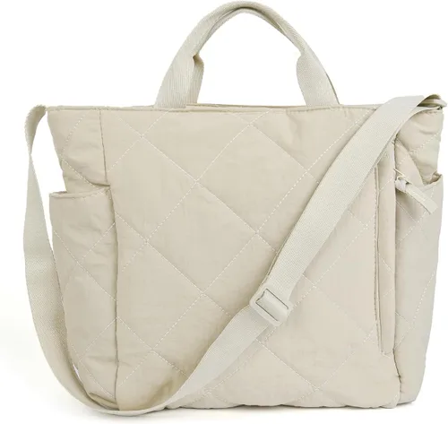 Bolso de mano acolchado grande para mujer, ligero, acolchado, bolso de hombro acolchado, bolso cruzado acolchado de nailon