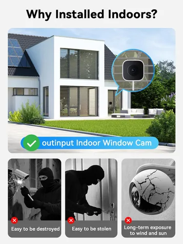 Miniatura 5 de Outinput Cámara de ventana sin taladro de 3MP 2K para seguridad del hogar, cámara de vigilancia de 2.4G y 5GHz con montaje en ángulo de visión
