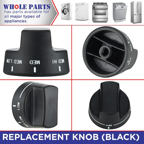 Miniatura 5 de Pomo de repuesto Whole Parts mejorado (negro) N.º de pieza PA010122 - Reemplazo y compatible con algunas parrillas Viking VGRC, IC, RT - Reemplaza