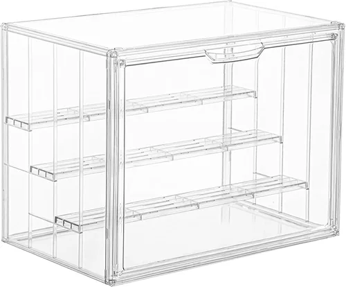 Vitrina para coleccionables, vitrina de acrílico ajustable de 4 capas con puerta magnética, caja de exhibición apilable transparente para figuras, 1
