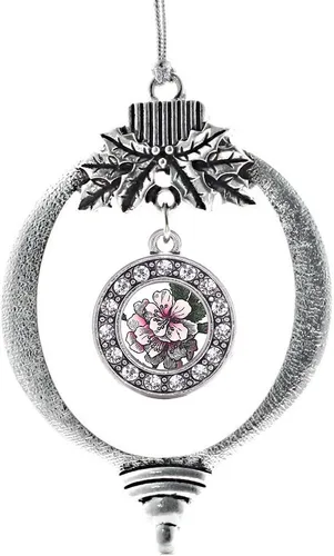 Miniatura 218 de Inspired Silver - Bonita bandera estadounidense - Adorno de Navidad plateado - Adorno de árbol de Navidad con dije circular con circonita cúbica