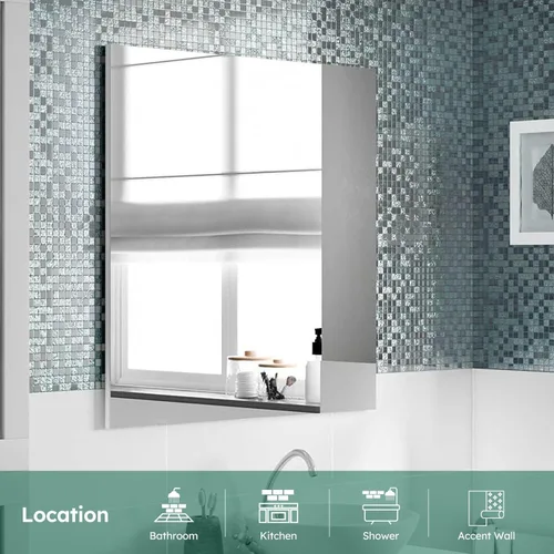 Miniatura 2 de Diflart Azulejo de Mosaico de Vidrio con Espejo Cuadrado de Cristal Esmerilado Salpicadero para Pared de Cocina y Baño Paquete de 6 Hojas