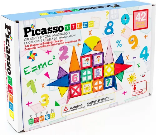 Miniatura 7 de PicassoTiles Bloques de construcción magnéticos con azulejos y click-in, artes gráficas educativas, juego de construcción de imán, juego