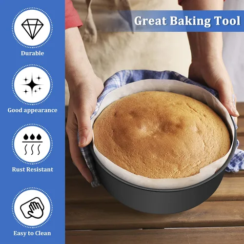 Miniatura 5 de P&P CHEF Molde para tartas de 8 pulgadas, antiadherente, redondo, para hornear, juego de moldes para cumpleaños, bodas, 2.94 pulgadas de profundidad