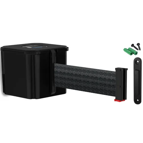 Miniatura 22 de WM412 - Cinturón retráctil montado en la pared, barrera de control de multitudes negra lisa y extremo receptor, cinturón de acceso autorizado de 15