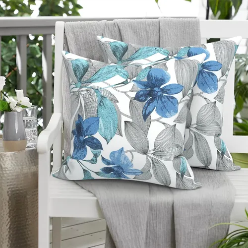Miniatura 497 de Juego de 2 almohadas para exteriores de 16 x 16 pulgadas, repelentes al agua con interiores, para muebles de patio, hogar, jardín, geometría bohemia