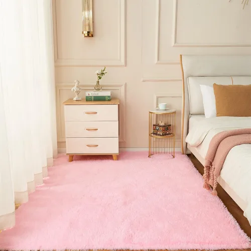 Miniatura 5 de AMTOVO - Alfombras peludas para sala de estar, alfombra grande de 5 x 7 pies, rosada, esponjosa, de liquidación, alfombra para dormitorio, alfombra