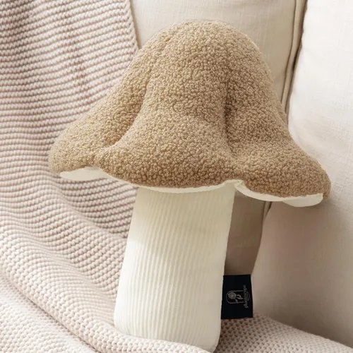 Phantoscope Almohada Decorativa en Forma de Hongo, Almohadas Decorativas de Vellón Teddy Suave en Forma de Hongo, Lindo Cojín en Forma 3D para Sofá,