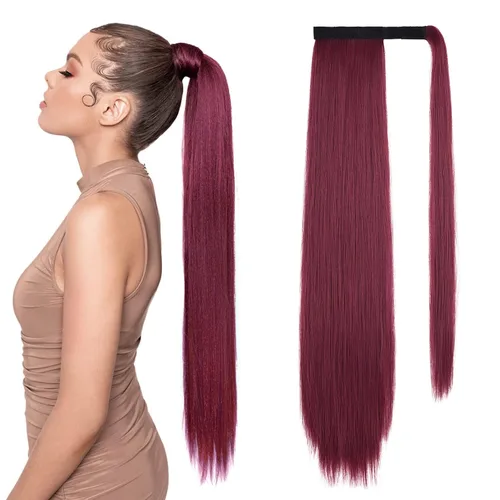 Miniatura 42 de SEIKEA Extensión de cola de caballo con clip alrededor del cabello lacio para mujer (12 pulgadas, negro)
