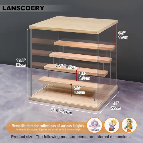 Miniatura 6 de LANSCOERY vitrina acrílica con iluminación LED, caja de exhibición de 5 niveles para coleccionables y figuras de acción, organizador transparente a