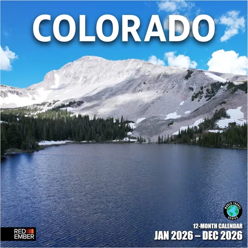 RED EMBER Calendario de pared Colorado 2026 de 12 meses, 12 x 24 pulgadas, abierto, papel grueso y resistente, para regalo, calendario de viaje 2026
