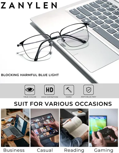 Miniatura 2 de ZanyLen Lentes de bloqueo de luz azul, para computadora/juegos/TV/teléfonos para hombres/mujeres
