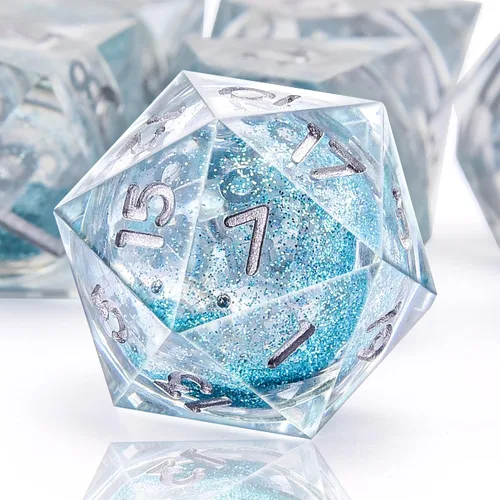 Miniatura 2 de AUSTOR Juego de dados DND de 7 troqueles de resina de borde afilado, dados poliédricos hechos a mano para juegos de mesa Dungeons and Dragons RPG